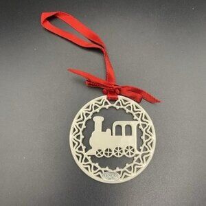 Lenox 1987 Porcelain Christmas Ornament Locomotive Train Ivory Cutwork No Box